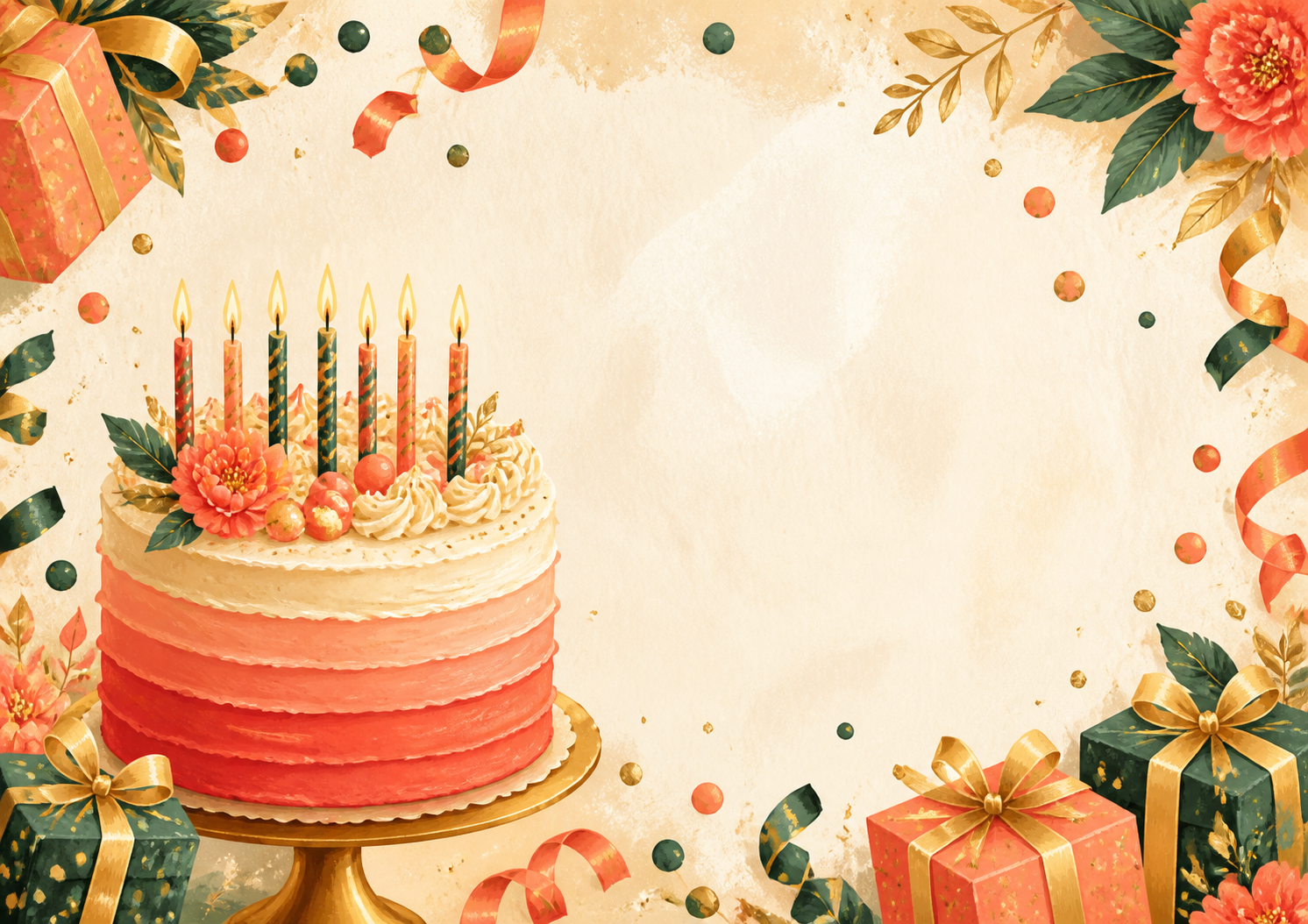 Colourful birthday cake card design