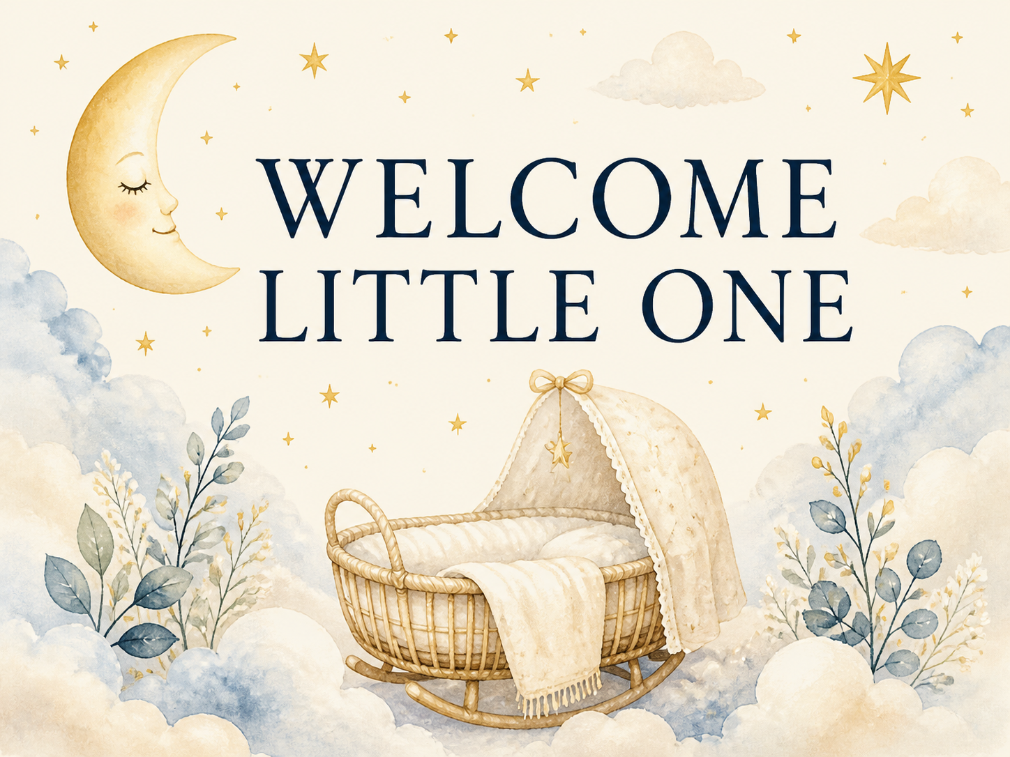 Welcome little one new-baby card design